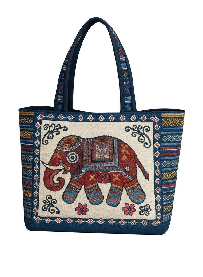 CULT FACTORY Designer Elephant Handbag for Women Stylish Latest Big Hand Bag for Women Shoulder Hand Bag for Office Use (Blue) - Image 1